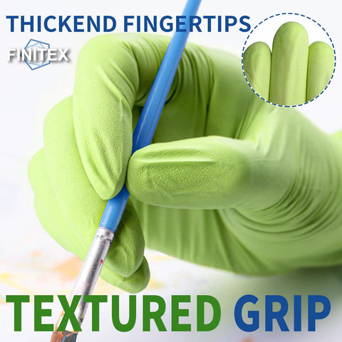 Finetex nitrile disposable gloves, green, small, 3.5 mil, powder-free, 100 pcs