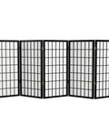 Compact 3 Foot Short Window Pane Shoji Screen Black 5 Panel Room Divider with Rice Paper Panels and Lightweight Spruce Frame