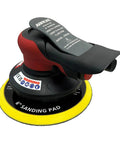 Heavy Duty 6 Inch Pneumatic Palm Sander 3/8 Orbit 11000 Rpm With Hook And Loop Pad showing the 6 inch sanding pad and control handle.