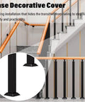 Tough As Nails Black Metal Stair Railing Spindles Crafted From Premium Wrought Iron Balusters For Indoor And Outdoor Deck Handrails Quick Easy Install Base decorative cover on black wrought iron spindles.