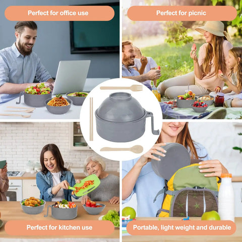 Microwave Ramen Cooker Bowl With Chopsticks And Spoon, Dishwasher Safe And BPA Free, Gray Ramen Bowl For Office Use