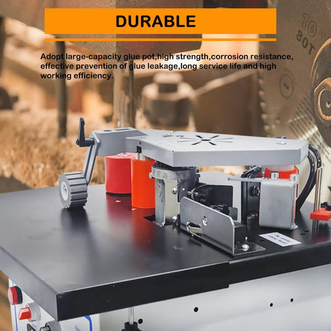 Heavy Duty Portable Edge Banding Machine Delivers Tight Seams With Double Side Glue And Adjustable Speed, close-up view of the glue pot.