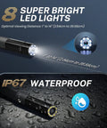 MV108S 1920P USB Endoscope Camera With 8.5mm Lens IP67 Waterproof Borescope 39.5 Inch Flexible Snake Cable, close-up LED tip