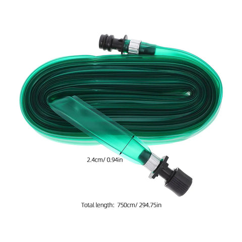 Flat Soaker Hose With Perforated Holes For Even Yard Watering Flexible PVC Low Profile Sprinkler Hose 7.5m coiled with connectors visible