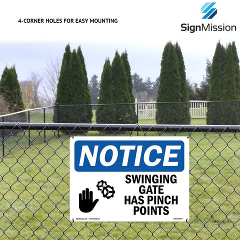 Heads Up Well Water In Use At This Location Notice Sign Durable Plastic Sign For Indoor Or Outdoor Use 14 Inch By 10 Inch Size Perfect For Construction Sites Warehouses And Shops Keep Your Workplace Safe USA Made. 14x10 plastic notice sign mounted on chain-link fence