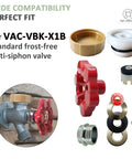 Outdoor Faucet Repair Kit With Anti Siphon Frostproof Valve And Vacuum Breaker For VACVBKX1B components displayed