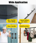 Industrial Style Black Iron Pipe Staircase Handrail For Indoor And Outdoor Use Heavy Duty Steel Balcony Railing visible in multiple applications.