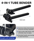 4 In 1 Tube Bender For Copper Brass Aluminum And Thin Steel Pipes with measurements and handle details shown.