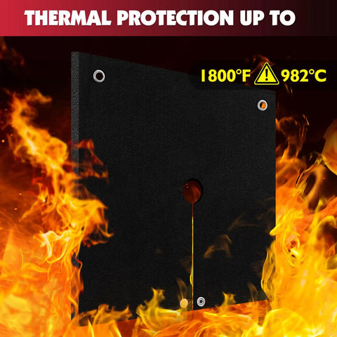 Pro Grade Fireproof Welding Blanket With 5mm Opening, 2 Pack Brazing Heat Shield For Torch Work, up to 1800F thermal protection