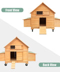Mobile Beefy Wooden Chicken Coop On Wheels For 6 To 8 Chickens Outdoor Hen House With Front And Rear Doors