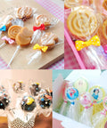 Clear Cake Pop Bags 3x5 Inches, 300 Pcs With Twist Ties, 1.4 Mil OPP Plastic Treat Bags on assorted lollipops and cake pops