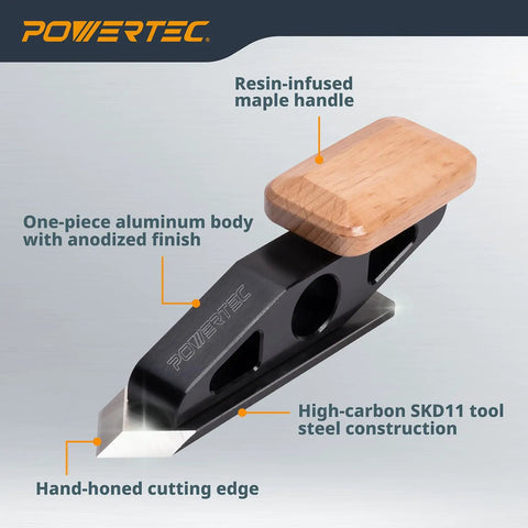 Slick Spear Point Chisel Plane Built Tough For Tight Corners And Narrow Angles Ideal Plug Trimming Companion Featuring Hella Precise Edge Smoothing For Woodworking Crews Including Heavy Duty Adjustment Wrench, showcasing aluminum body and maple handle.