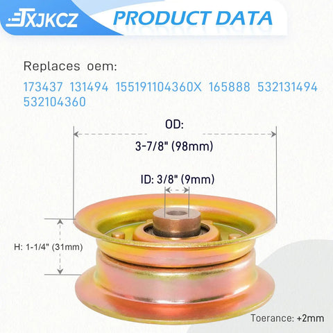 Pulley with dimensions for 42 Inch Deck Rebuild Kit Fits Craftsman LT1000 LT2000 DYT4000 DLT3000 Husqvarna Poulan Pro Riding Mowers