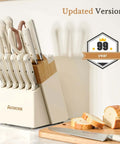 14 Piece Full Tang Kitchen Knife Set With Wood Block Sharpener Dishwasher Safe Anti Slip Ergonomic Handles High Carbon Stainless Steel Blades Ideal Valentine Gift Utensil Set For Kitchen Pros