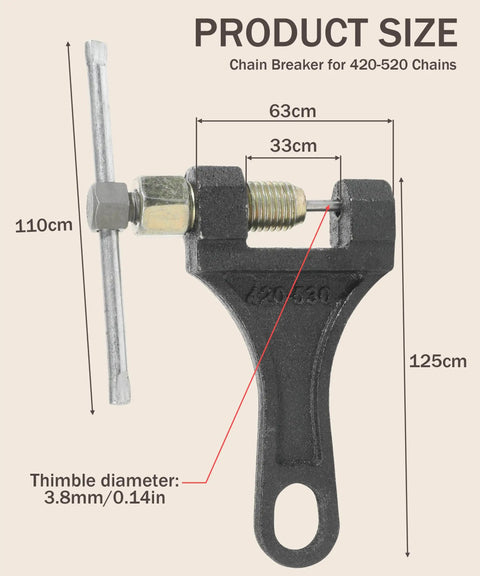 Heavy Duty Beefy Build Chain Breaker Tool for Dirt Bike ATV Motorcycle and Bicycle Chains Riveting Repair Tool size diagram
