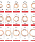 Copper Crush Washers Set, 150 Piece Metric M5 To M22 Assortment With 15 Sizes, Premium Sealing Washers For Automotive