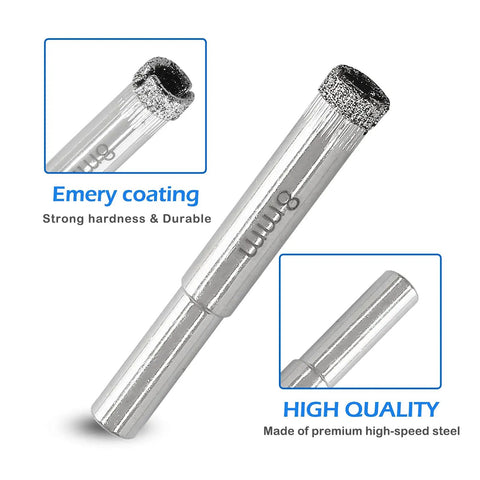 Ripping 12 Pieces Pro Grade Diamond Hole Saw Kit 5/16 8mm Core Drill Bits High Precision, emery-coated drill bit for hard surfaces.