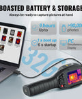Thermal Imaging Camera With 240x180 IR Resolution And 20Hz Refresh Rate Minus 4F To 662F Temperature Range 16GB Built In SD Card