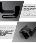 Two Piece Bench Grinder Tool Rest Bracket Set Built From Heavy Duty Carbon Steel For Your Grinder Polisher Pro Grade Sturdy Mounting Keeps It Steady Fits 150 And 200 Size Grinders Easy Install And Adjustment top and side view