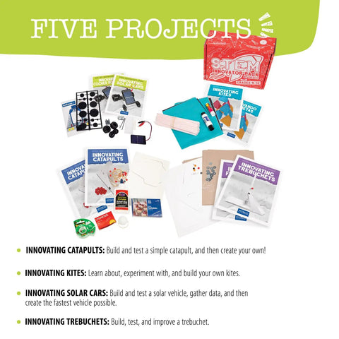 STEM Innovator Pack 4 In 1 Hands On DIY Projects For Teens 15 Plus Fun Educational Construction Kits For Home Classroom Camp And After School Learning, five-project kit contents