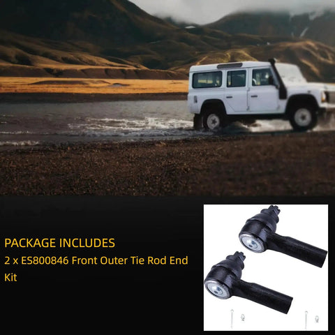 Ford Escape Front Outer Tie Rod End Kit 2005 To 2012 Beefed Up 2pc Replacement ES800846 For Precise Steering, Smooth Ride, And Solid Alignment Built To OE Spec For Long Lasting Performance And Easy Install, 2 black metal tie rod ends