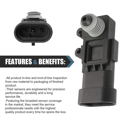 Built Tough Fuel Tank Pressure Sensor Plug And Play Evap Vapor Gauge Compatible With Chevy Buick Cadillac Gm Delphi Third Gen Engine Management close-up image showing connector and sensor details.