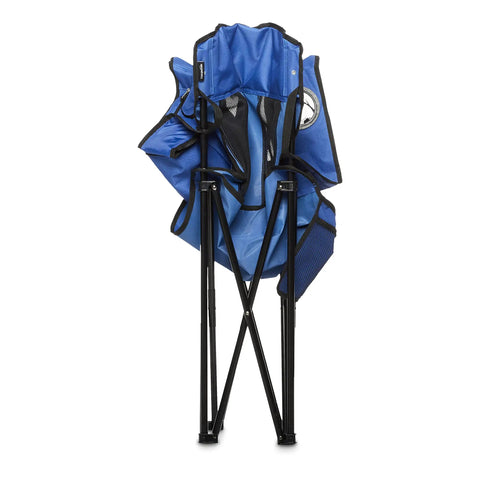 Folded Portable Folding Camping Chair With 4 Can Cooler Side Pocket Cup Holder And Carry Bag Breathable Mesh Back Large Size Sturdy Frame