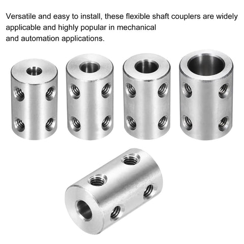 Beefy Rigid Screw Coupling 7mm to 7mm Shaft Connector for 3D Printers and DIY Encoders, Steel Joint, pack of five, screws visible