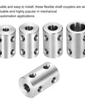 Rigid 8mm To 8mm Shaft Coupler Connector, 22mm Long By 14mm Dia Steel Joint, Heavy Duty Coupling Set For 3D Printers And DIY Projects, Includes 24 Screws And Hex Wrenches, 6 Pcs, silver shaft coupler set