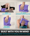 High Density Yoga Blocks Pair Ergonomic Wrist Support Hand Shaped Non Slip Surface shown in use for stretching and grip confidence.