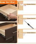 Illustration on using Drawer Wedges With Screws Repair Kit For Sagging Furniture Bottoms, showing drawer reinforcement steps.
