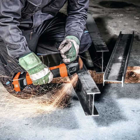 Professional Cordless Angle Grinder Runs Smooth And Hits Hard With Multi Volt Battery Interface Built Tough for cutting metal.