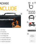 Package contents for Road Trip Ready No Sweat Foldable Solar Panel 42W Portable Charger including user manual and accessories.