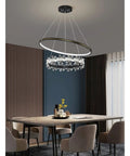 Modern LED Pendant Light For Kitchen And Bedroom Smooth Remote Dimming Fresh Nordic Acrylic Ceiling Lamp over a dining table.