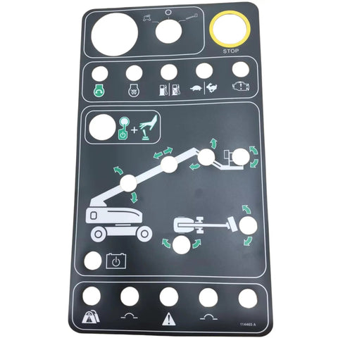 Premium Ground Control Panel Decal For Genie Boom Lifts S80x S80 S85 Aerial Work Platforms Replacement Sticker showing operation symbols.