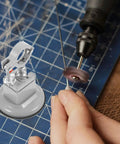 Portable Table Vise Clamp With Rock Solid Grip And No Fuss Operation For DIY Crafts Small Metal Bench Vise in use on workbench