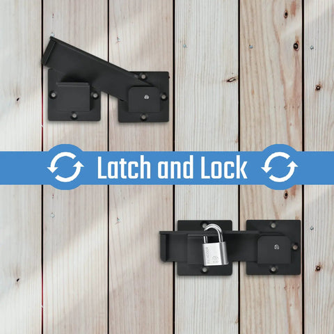 Seven Point Five Inch Flip Gate Latch Lock With Padlock Holes 2 Pack Built Tough Aluminum Alloy Door Latch on wooden fence
