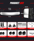 Universal Golf Cart Mirrors Offering HD Wide Angle Shatterproof Glass And Totally Legit No Drill Mount For Ezgo Yamaha Club Car Rear View Side Mirror Kit With 180 Rotation product dimensions and accessory list image.