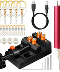 Pro Grade Electric Resin Drill Set With Pin Vise For Molds And Jewelry Casting, Anti Skid Drill Press Vise, 210 Piece Keychain Making Kit, Precision Hand Drill Kit For DIY Jewelry Making with accessories