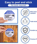 Two Large 3.5 Inch And Four Medium 2.65 Inch Weatherproof Video Surveillance Stickers With Strong Adhesive Security Camera Signs For Indoor And Outdoor Use To Deter Thieves And Keep Your Property Safe. Security notice sticker on door, premium PVC, peel-and-stick