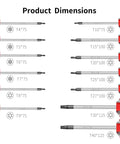 Product dimensions of Grab This Kickass Magnetic Torx Screwdriver Set Featuring Security Tamper Proof Star Tips And A Solid 13 Piece Pro Grade Tool Kit.