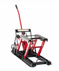 Beefy 1500 Lbs Hydraulic Motorcycle Lift Jack With Four Wheel ATV Scissor Lift Foot Operated Hoist Durable Steel Frame Safety Lock