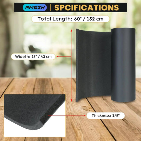 Half Inch Thick Neoprene Foam Sheet 17 Inch Wide 60 Inch Long Non Adhesive Padding For DIY Gaskets Seals Pads Crafts Flooring And Anti Vibration Cushioning