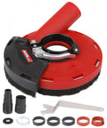 Dust Shroud for Angle Grinders 115mm 125mm With Soft Brush Ring Dust Guard complete with washers and vacuum adaptor set.