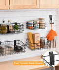 12 Pack Slatwall Organizer Kit With 4 Wire Baskets And 8 Heavy Duty Hooks For Garage, Retail Display And Home Storage