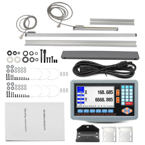 Full kit of Two Axis DRO Kit With Digital Readout For CNC Milling Machines And Metal Lathes 350mm And 700mm Linear Scales High Precision Encoder