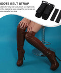 Womens Anti Slip Knee High Boot Grippers With Adjustable Elastic Bands Keep Em Locked In Place Non Slip Footwear Accessories on brown boots.