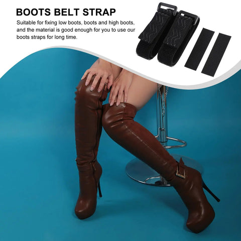 Womens Anti Slip Knee High Boot Grippers With Adjustable Elastic Bands Keep Em Locked In Place Non Slip Footwear Accessories on brown boots.