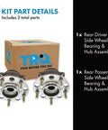 Rear Wheel Bearing And Hub Assembly Set For 2007 2013 Mitsubishi Outlander AWD And 2012 2015 Lancer SE Plus 2016 2017 Lancer AWD Two Piece Replacement Kit Driver And Passenger Sides with packaging and assembly details