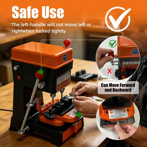 Beast Key Duplicator For Dimple Cylindrical Wave And Ball Keys With Drill and Cutter showing safe use details
